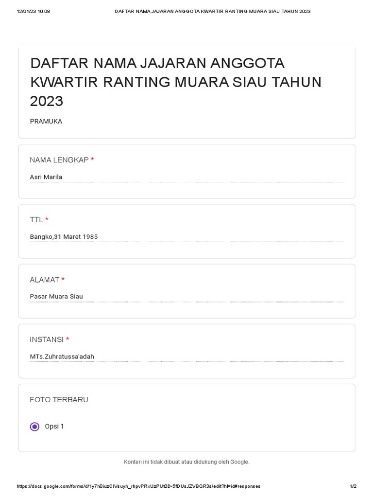 Formulir Tanpa Judul Google Formulir PDF R PDF