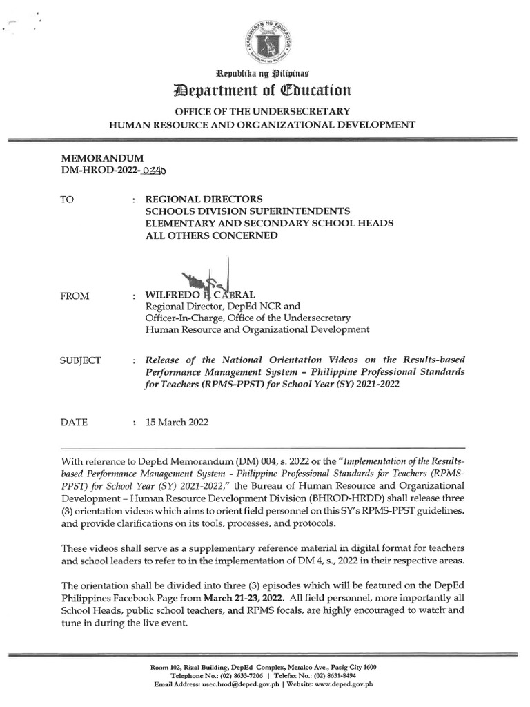 Dm hrod 2022 0340 release of the national orientation videos on the