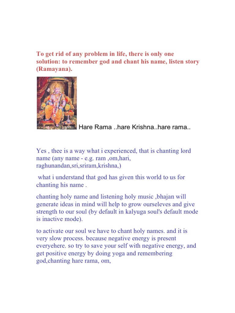 Solutions for Rama Chanting Issues | PDF | Rama | Hindu Texts
