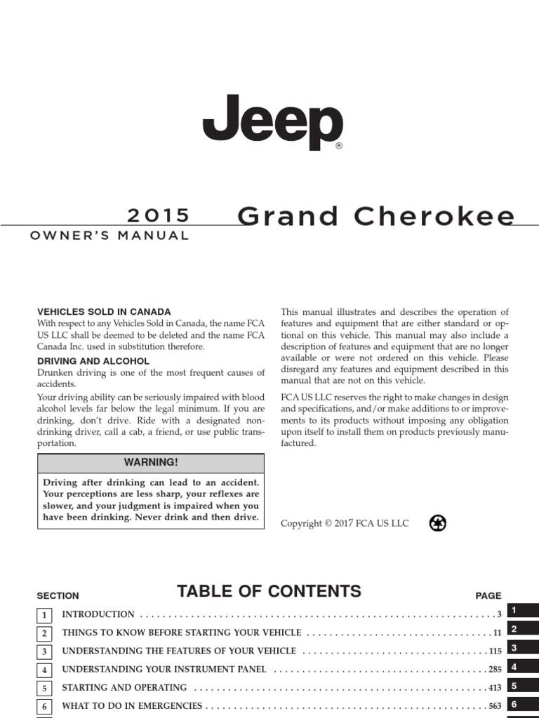 2015 Jeep Grand Cherokee PDF Vehicles Car