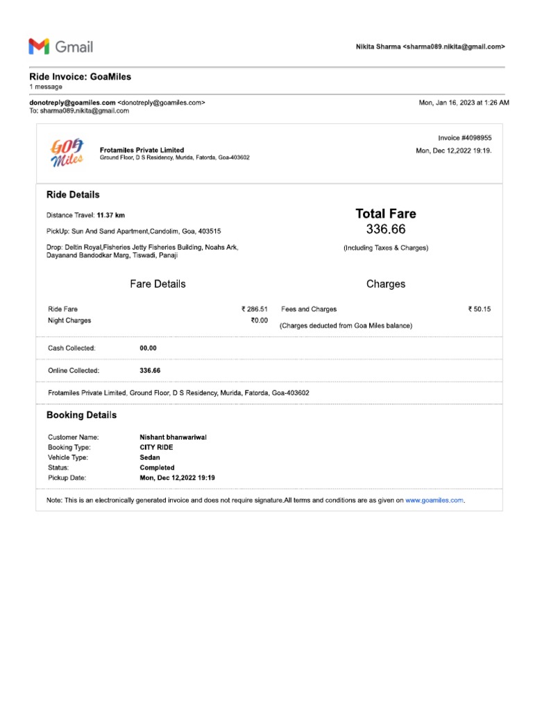 Cab Bill | PDF