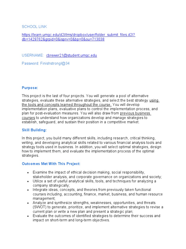 BMGT 495 Project 4 Strategy Analysis | PDF | Strategic Management ...