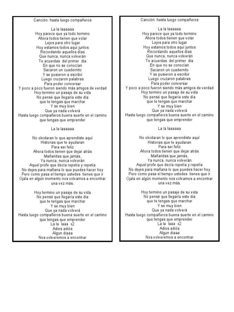 Cancion Hasta Luego | PDF