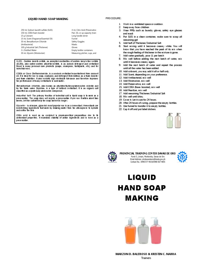 Liquid Hand Soap Manual 3L PDF Chemical Substances Products Of Chemical Industry