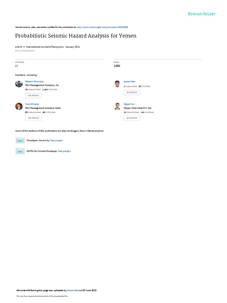 PROBABILISTIC SEISMIC HAZARD ASSESSMENT FOR THE UNITED ARAB EMIRATES visual data 7
