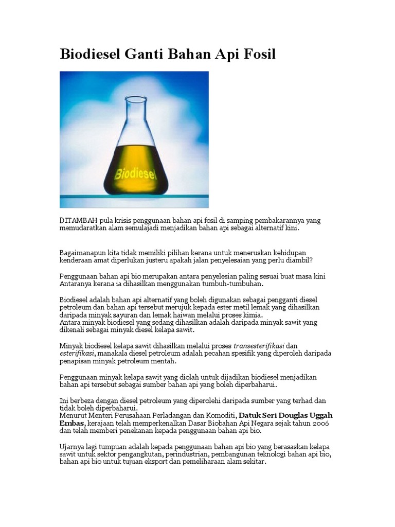 Biodiesel Ganti Bahan Api Fosil | PDF