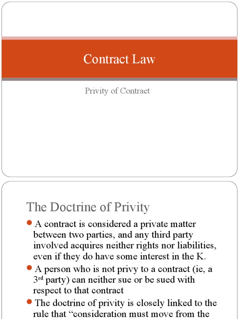 Privity of Contract PDF Law Of Agency Law And Economics