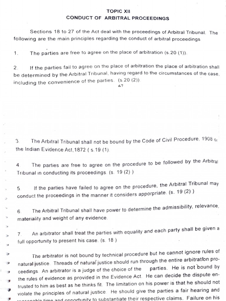Conduct of Arbitarial Proceedings and Award | PDF | Arbitral Tribunal ...