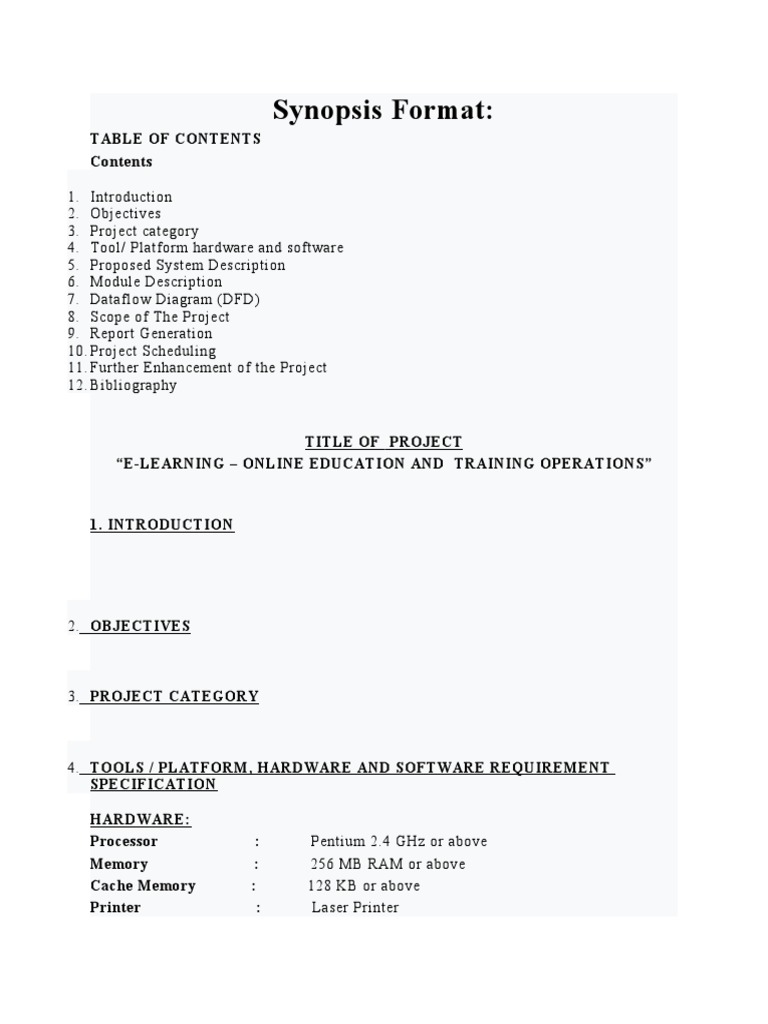 BCA 5th Sem E-Learning Synopsis | PDF
