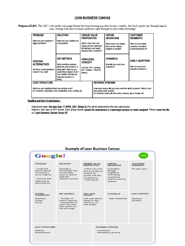 Guideline Lean Business Canvas | PDF | Marketing | Business Economics