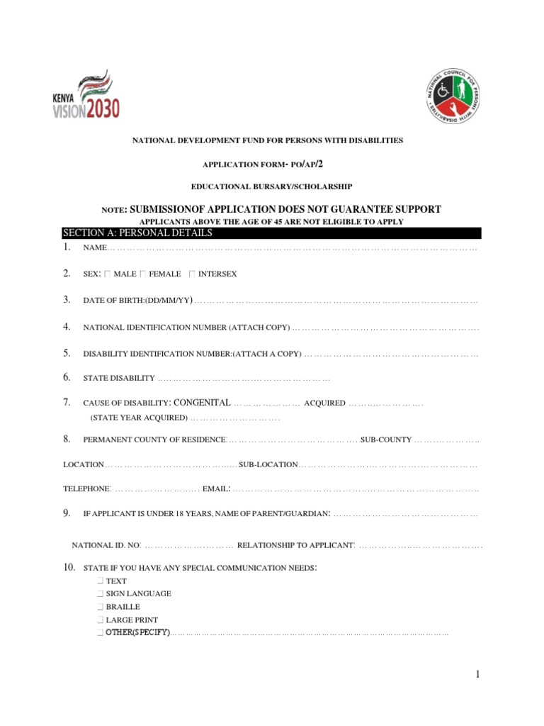 Educational Bursary Application Form | PDF