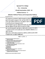 Agrawal P.G. College Pre - University M.A. (Final) Examination, 2022 - 23 Political Science - V (Modern Political Theory and Comparative Politics)