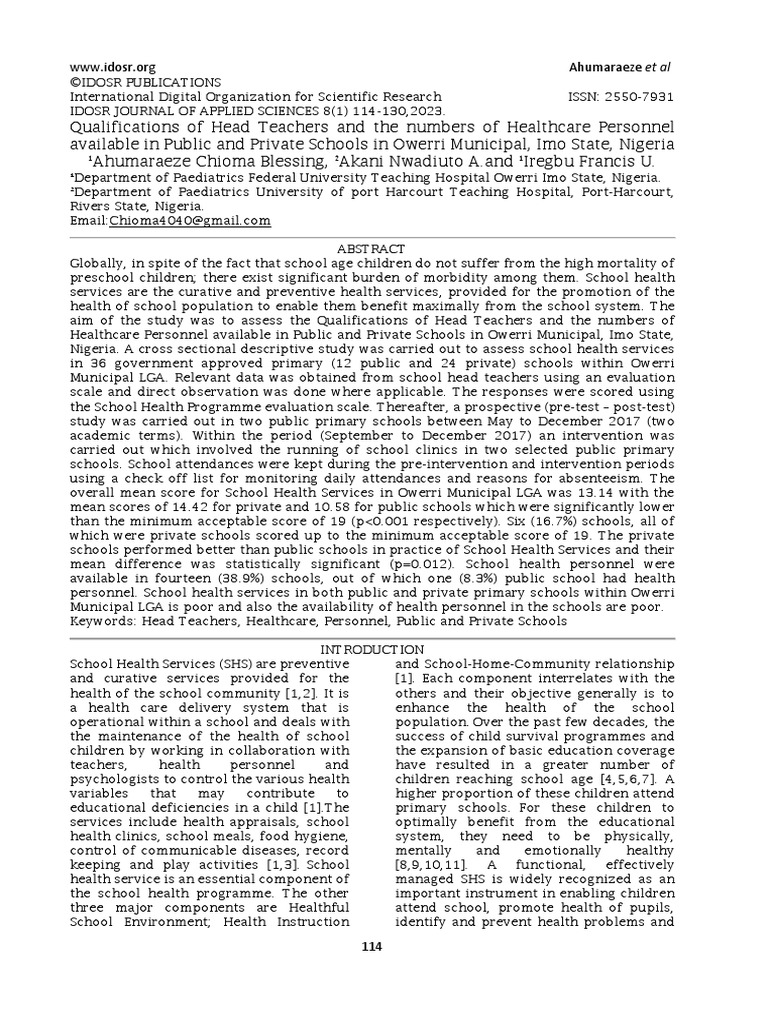 qualifications-of-head-teachers-and-the-numbers-of-healthcare-personnel