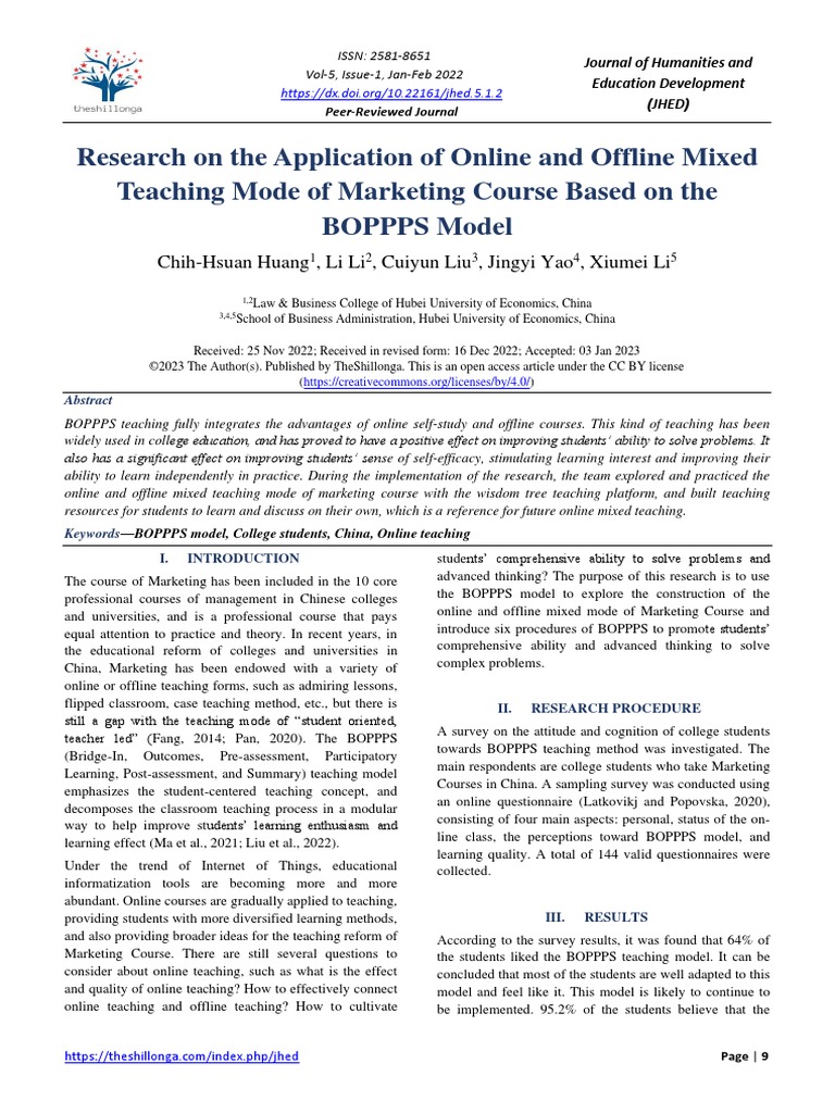 Research On The Application Of Online And Offline Mixed Teaching Mode