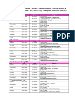 Date Sheet For Final Term Examinations of DVM (Morning & Evening) (Semester-I, 2022-2023)