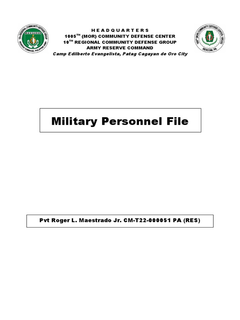 Military personnel file camp edilberto evangelista patag cagayan de