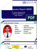 Monthly Operator Report (MOR) : PT. Hasnur Riung Sinergi Hrs Site Agm Blok Iv Dept. Produksi