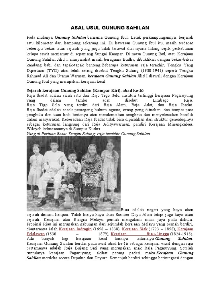 Sejarah Kerajaan Gunung Sahilan | PDF