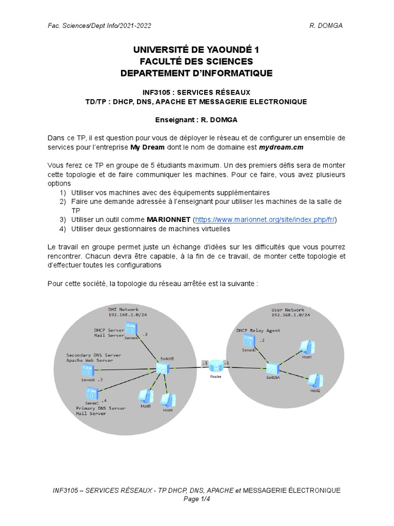 TP DHCP et DNS pour My Dream | PDF | Système de noms de domaines | Internet