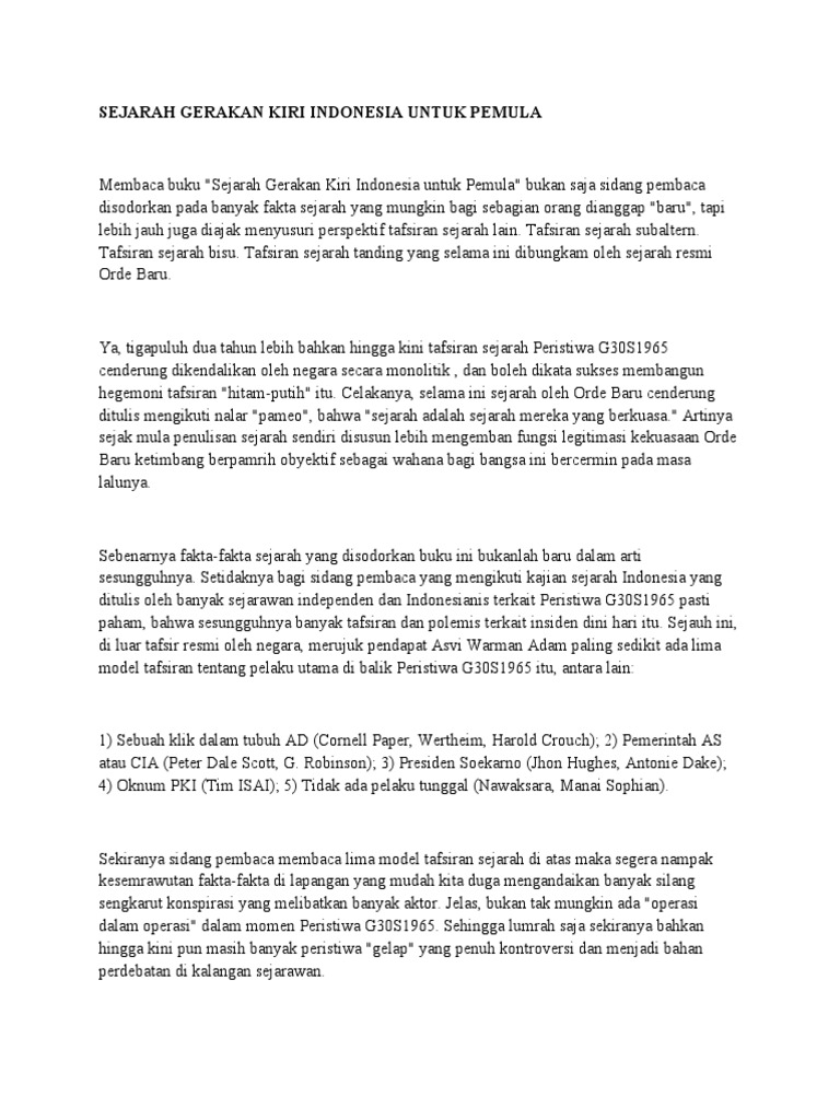 Sejarah Gerakan Kiri Di Indonesia Pdf