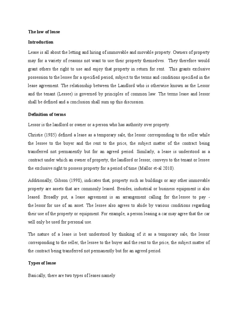 Group 1the Law of Lease | PDF | Lease | Leasehold Estate