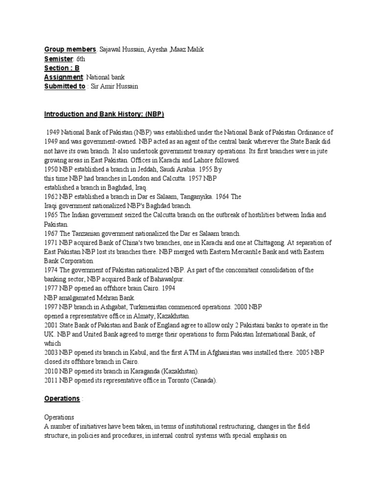 Money and Banking Assignment 6th Final Group PDF Business Banking