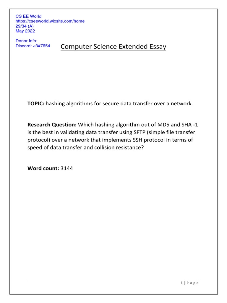 computer science extended essay reddit