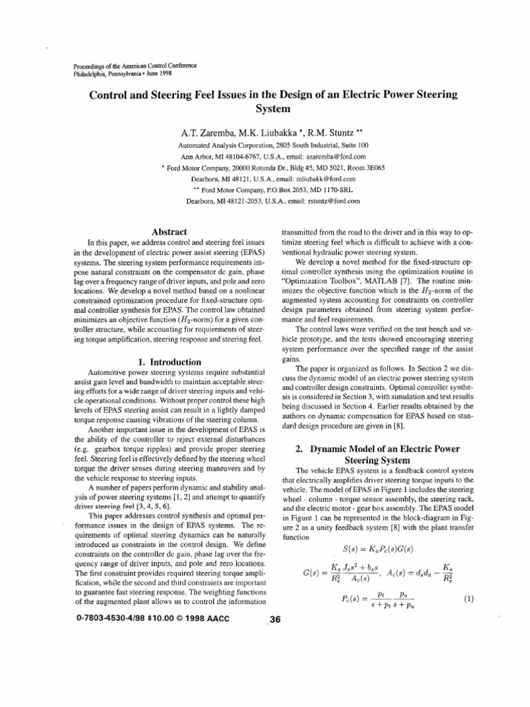 Optimal Control Synthesis for Electric Power Steering Systems to