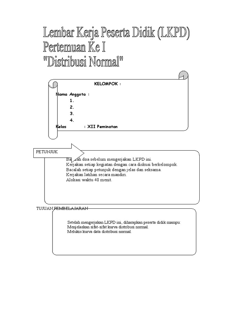 LKPD Pertemuan 1 (Distribusi Normal) | PDF