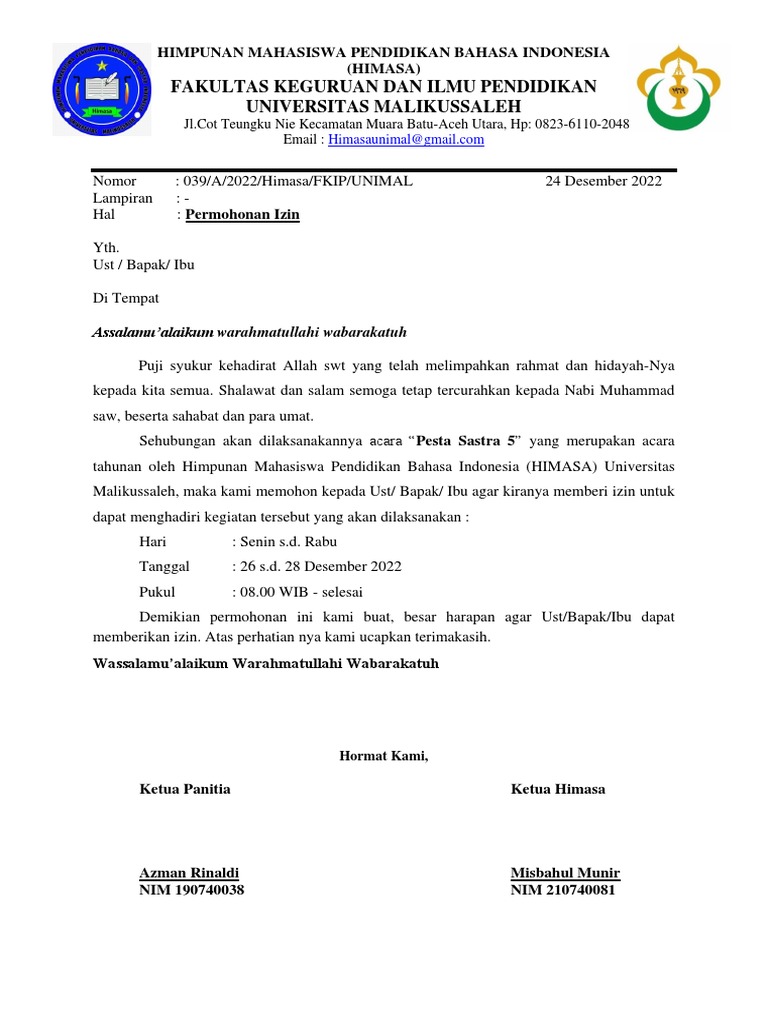 Contoh Surat Izin Resmi | PDF