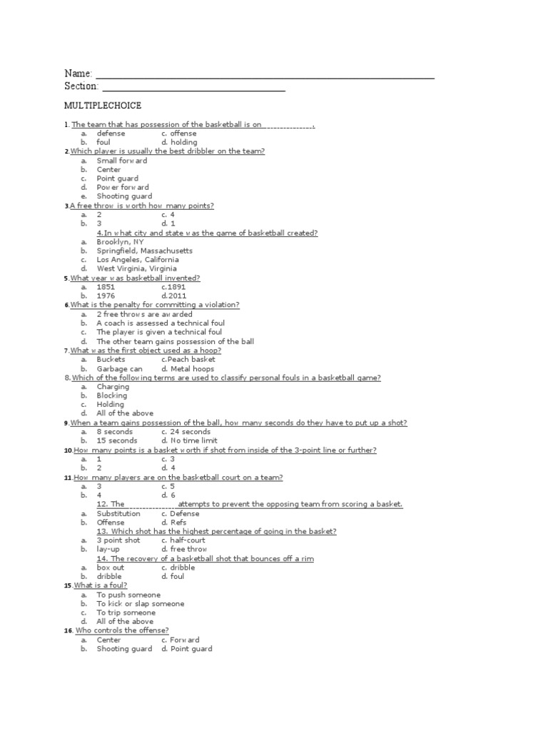Which Basketball Player Are You-Sports Personality Quiz