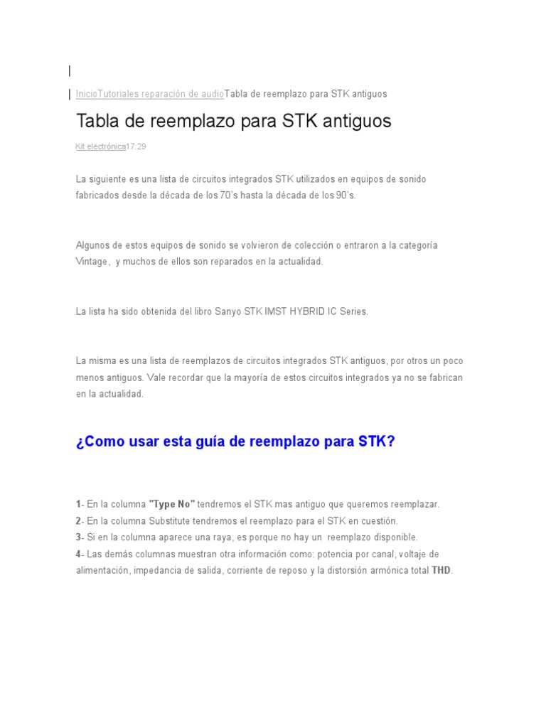 Reemplazos de circuitos integrados STK | PDF