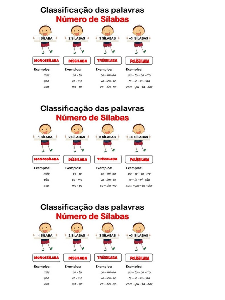 Classificar Palavras Quanto Ao Número de Sílabas | PDF