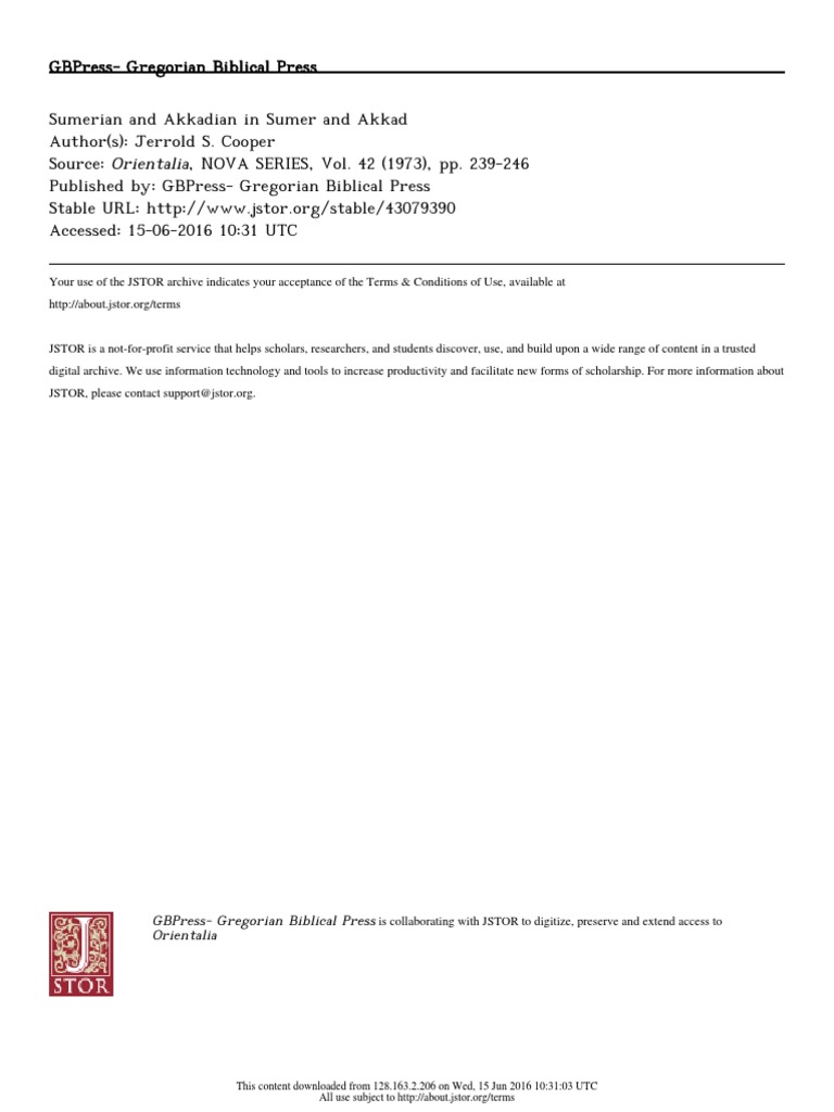 Sumerian and Akkadian Language Dynamics | PDF | Sumer | Mesopotamia