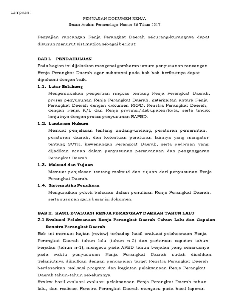 Sistematika Penyusunan Renja Pdf