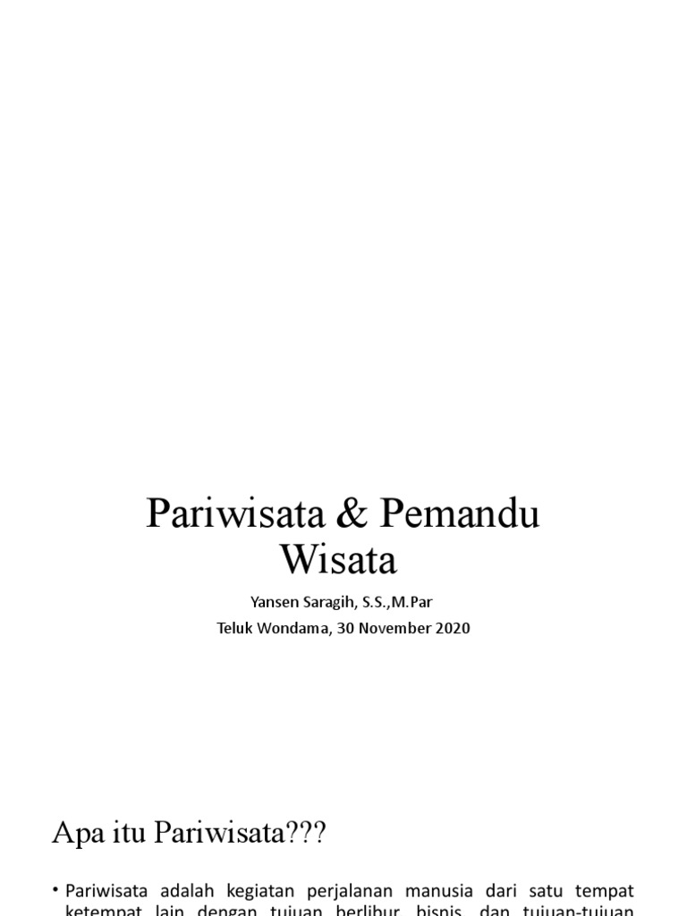 Materi 1 Pariwisata Dan Pemandu Wisata Pdf