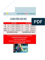 Classes Padel 2022 - 2023