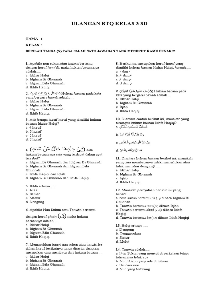 Mendalami BTQ di Kelas 3 SD