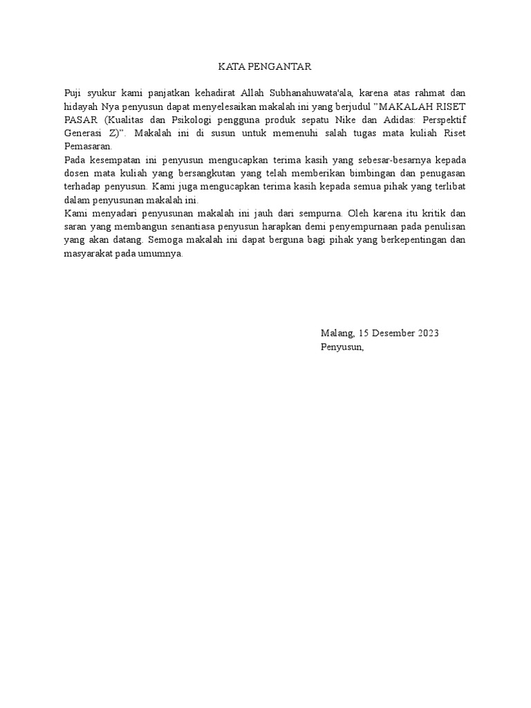 Kata Pengantar Riset Market-1 | PDF