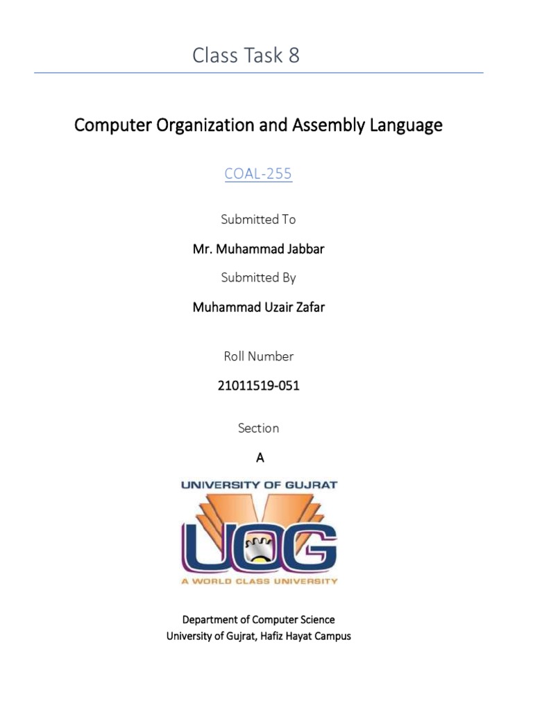 Class Task 8: Computer Organization and Assembly Language | PDF ...
