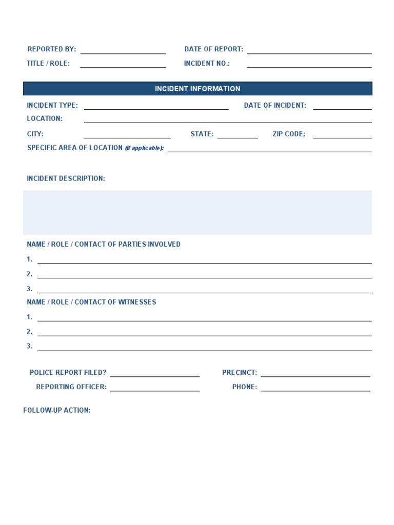 Incident Report Template PDF
