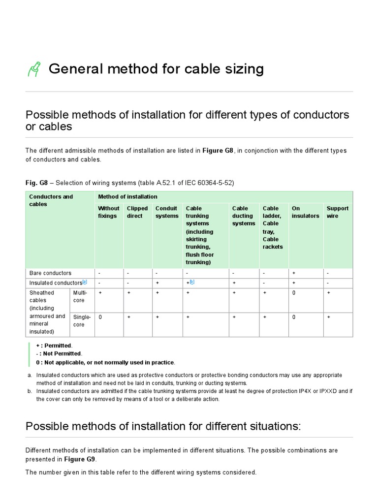 General Method For Cable Sizing - Electrical Installation Guide | PDF