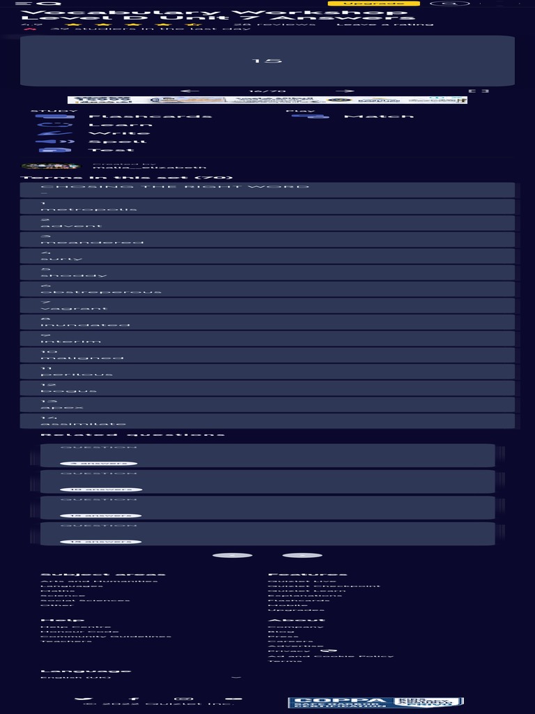 Vocab Test Level D Unit 7