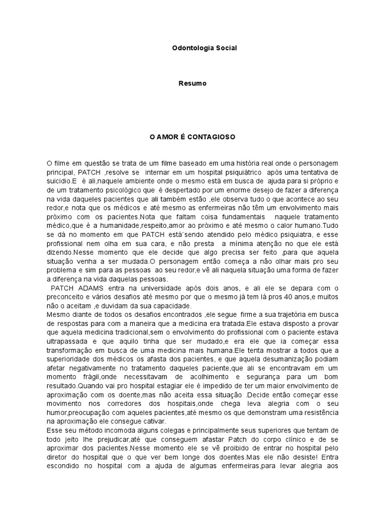 Resumo Do Filme O Amor É Contagioso | PDF | Hospital | Amor
