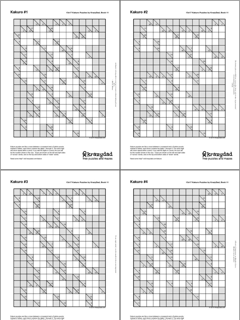 Kakuro Volume 1&3 Merged PDF Mathematical Concepts Logic