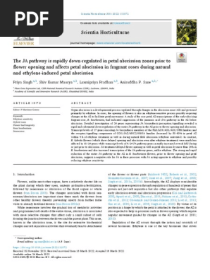 The JA pathway is rapidly down-regulated in petal abscission zones prior to flower opening and affects petal abscission in fra