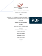 Auditoria y Su Ejercicio Profesional, Importancia, Principios Éticos Básicos de Auditoria, Organización y Funciones