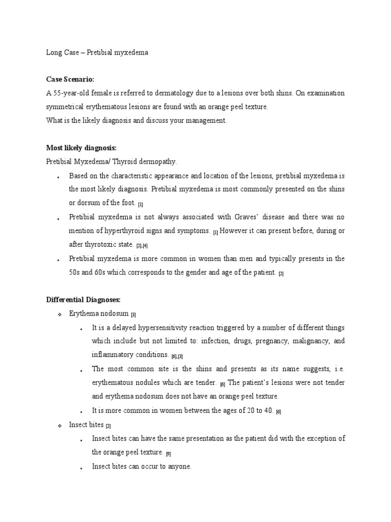 Long Case Pretibial Myxedema PDF Thyroid Thyroid Disease