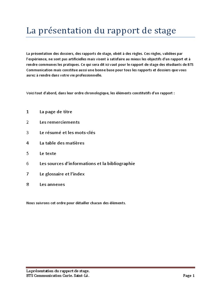 La Presentation Du Rapport de Stage | PDF | Blog | la communication