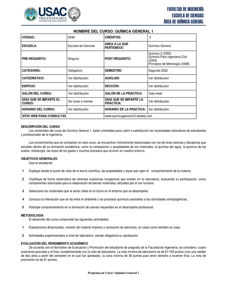 0348 Química General 1 | PDF | Enlace químico | Compuestos químicos